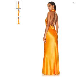 SAU LEE Calypso Gown in Tangerine. SIZE 0.